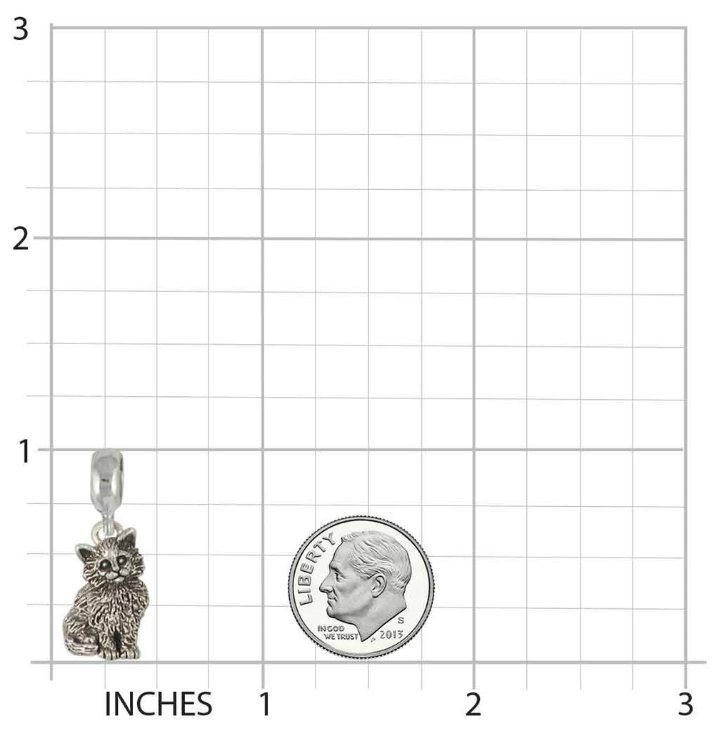 Maine Coon Charm Slide Jewelry Sterling Silver Handmade Cat Charm Slide MN8-PNS