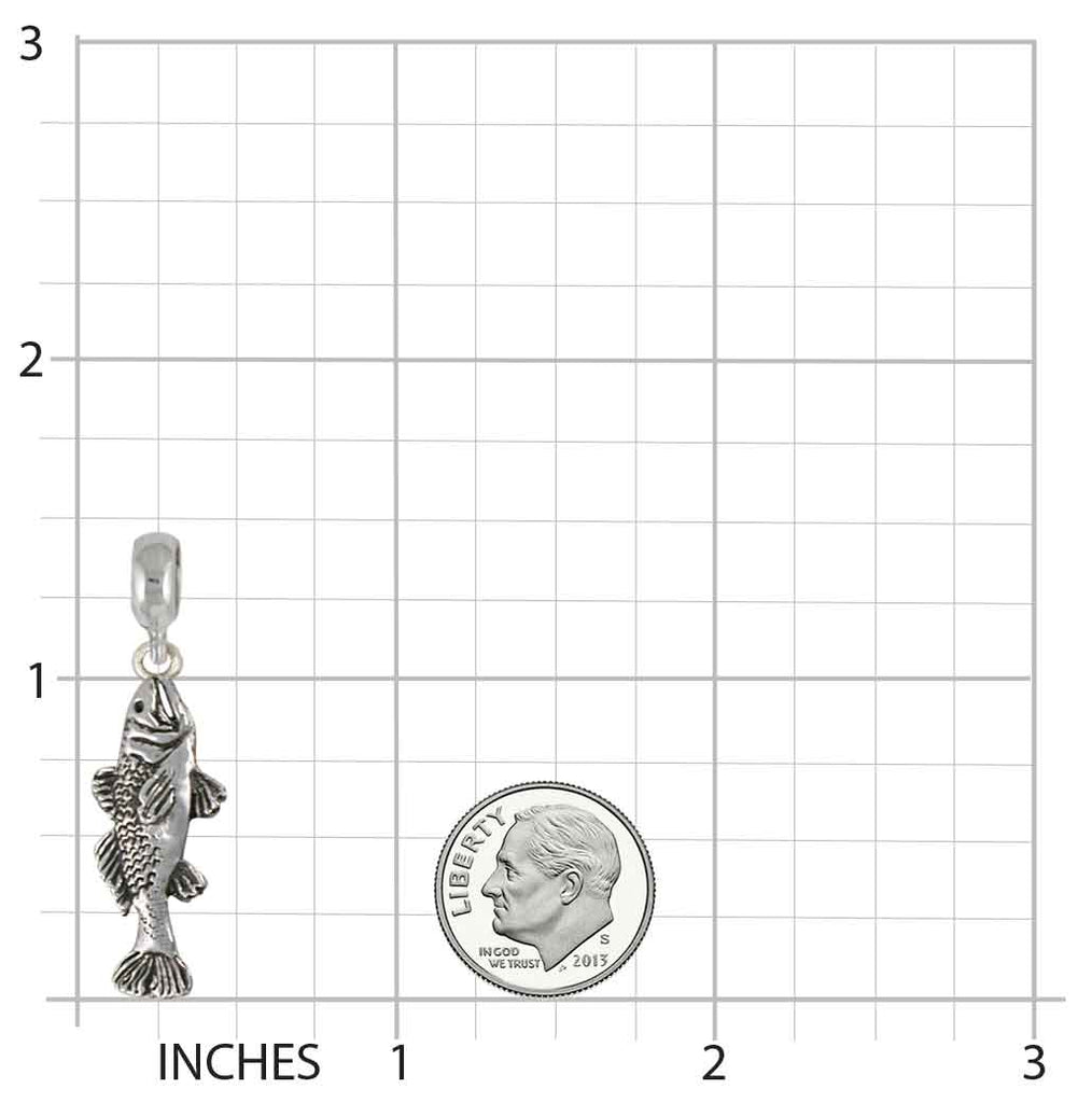 Trout Charm Slide Jewelry Sterling Silver Handmade Fish Charm Slide TU1-PNS