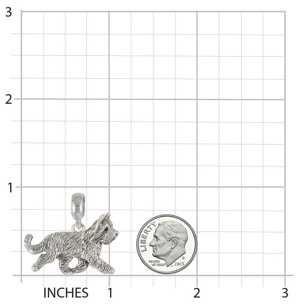 Briard Charm Slide Jewelry Sterling Silver Handmade Dog Charm Slide BRD2X-PNS