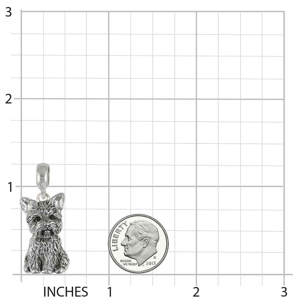 Yorkie Jewelry Sterling Silver Handmade Yorkshire Terrier Charm Slide YK381X-PNS