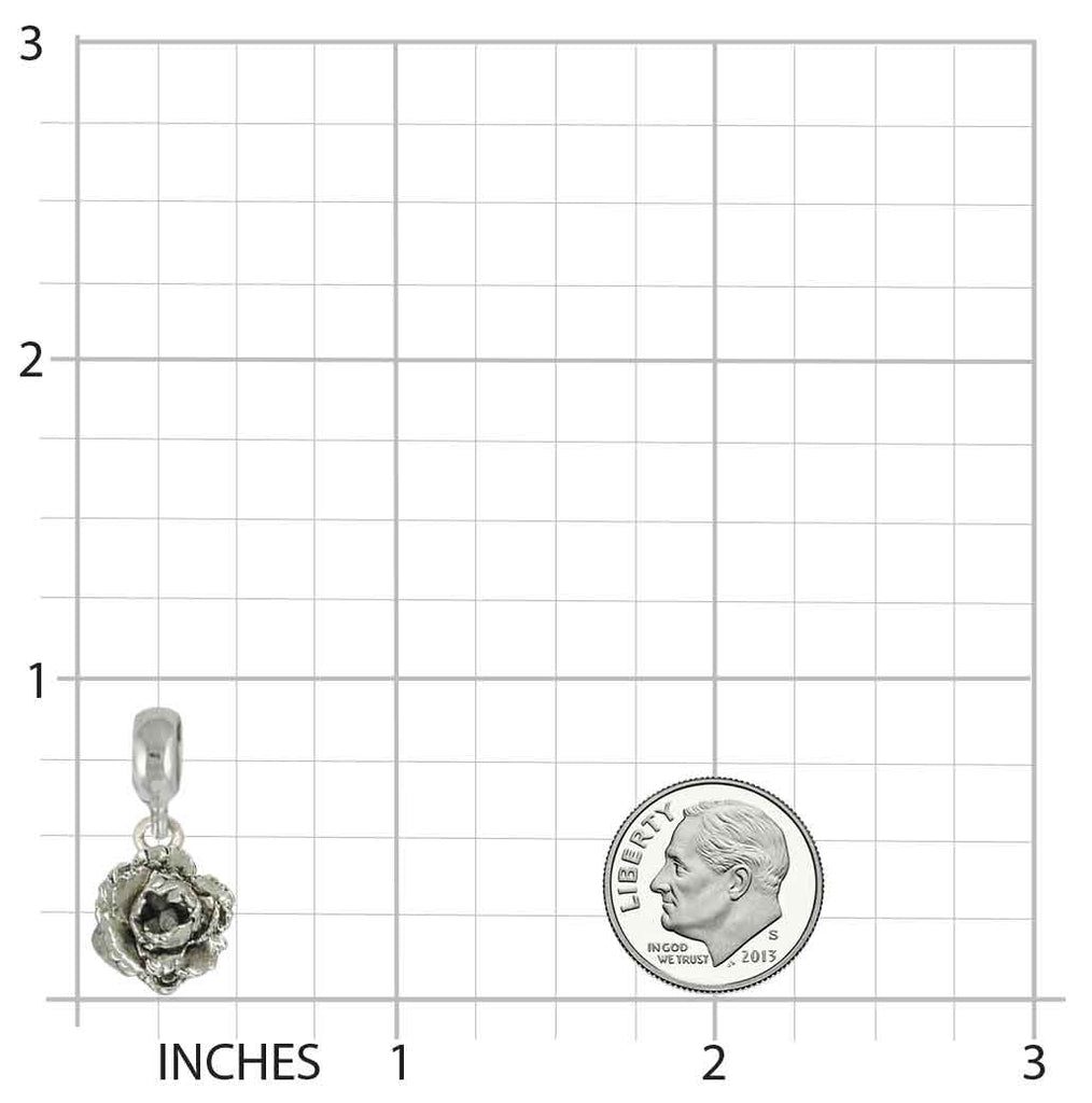 Peony Charm Slide Sterling Silver Handmade Peony Flower Jewelry This Charm Will Fit A Pandora® Slide Bracelet PNY3-PNS