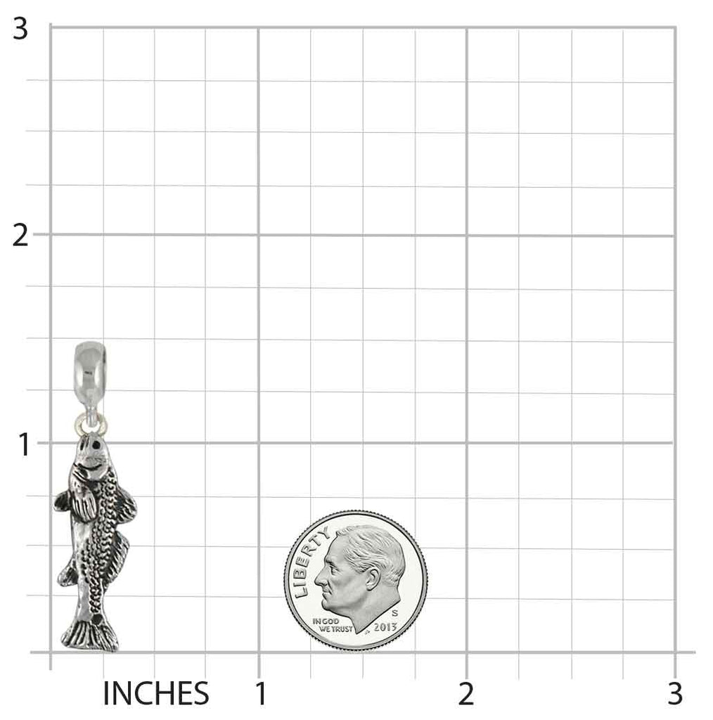 Redfish Charm Slide Jewelry Sterling Silver Handmade Fish Charm Slide RF1-PNS