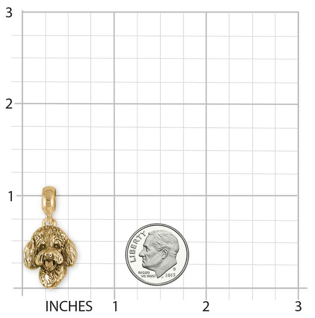 Labradoodle Jewelry 14k Gold Handmade Labradoodle Charm Slide LGDL11-PNSG