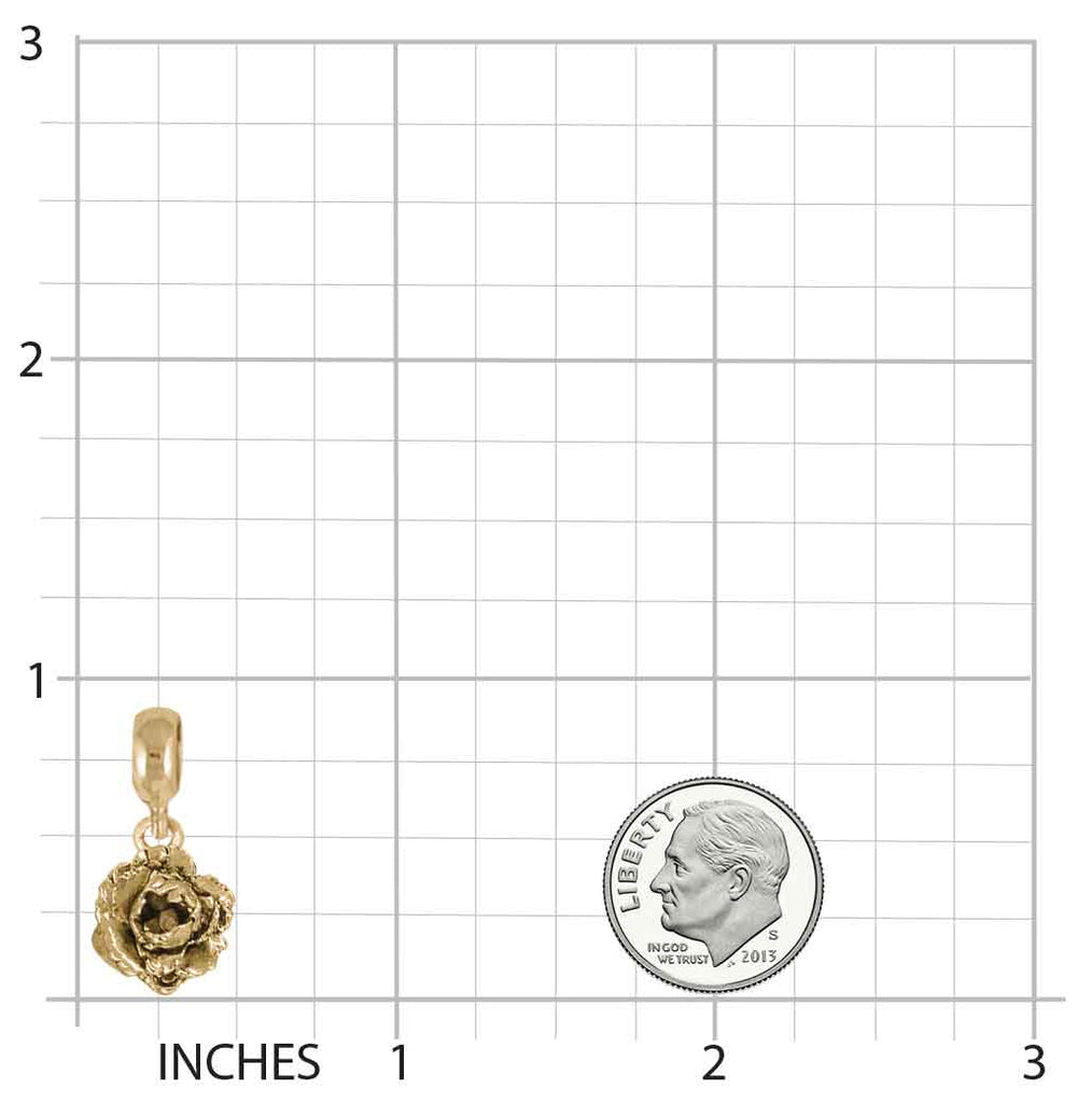 Peony Charm Slide 14k Yellow Gold Handmade Peony Flower Jewelry This Charm Will Fit A Pandora® Slide Bracelet PNY3-PNSG