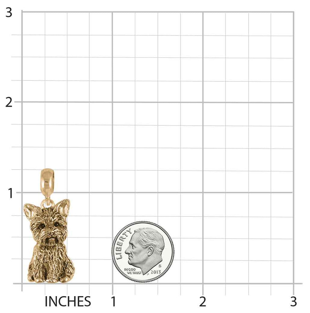 Yorkie Jewelry 14k Gold Handmade Yorkshire Terrier Charm Slide YK381X-PNSG