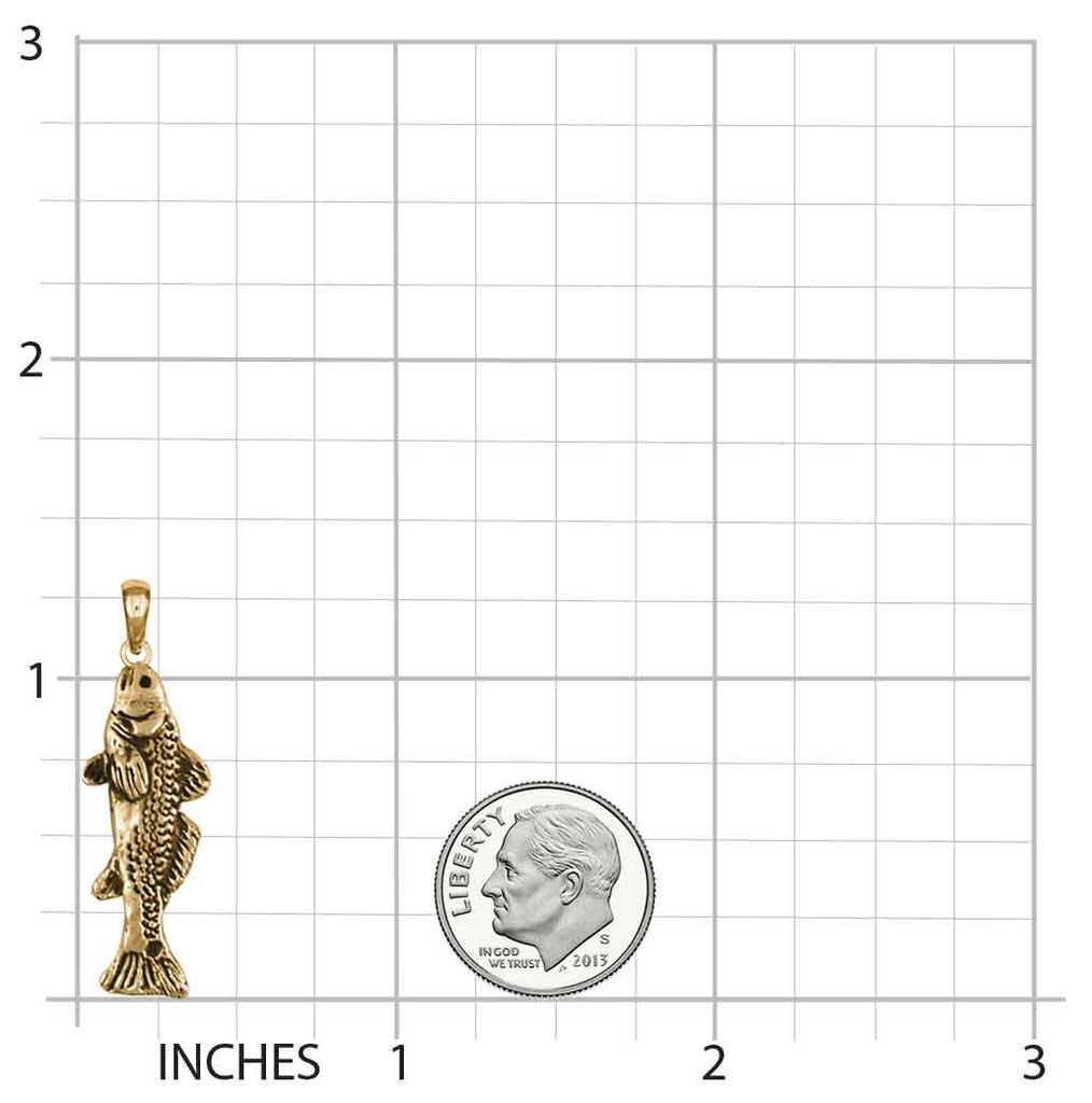 Redfish Pendant Jewelry 14k Gold Handmade Fish Pendant RF1-PG