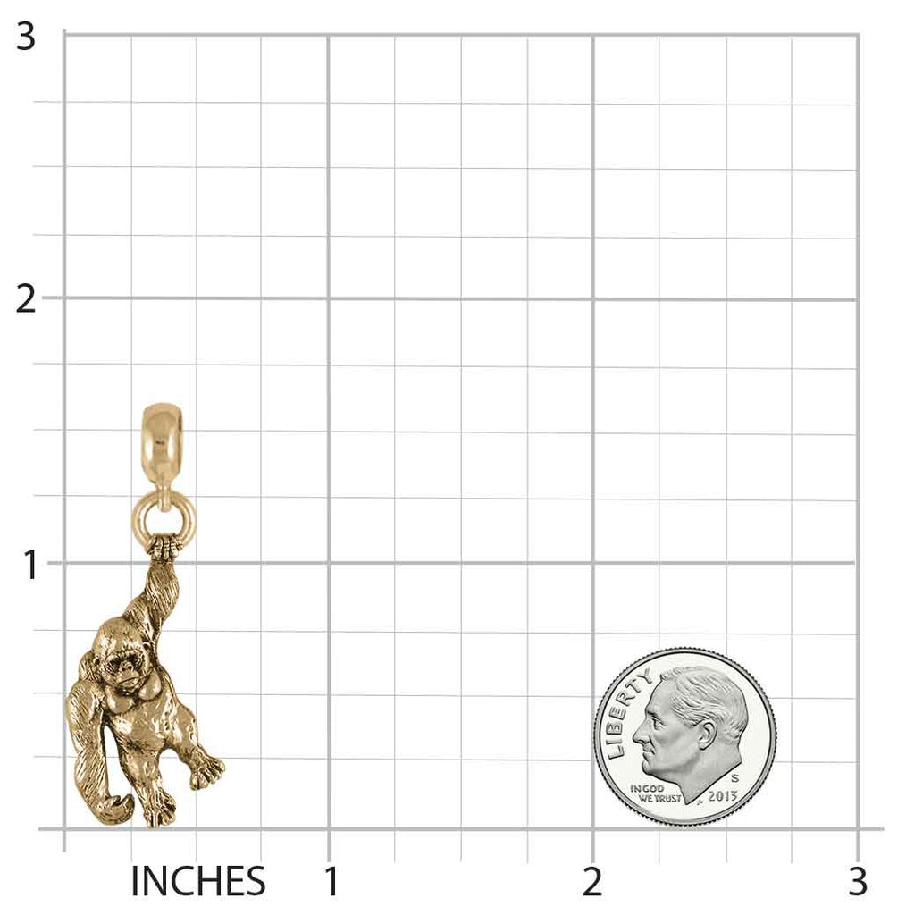 Gorilla Jewelry 14k Gold Handmade Gorilla Charm Slide This Charm Will Fit A Pandora¨ Slide Bracelet GO32X-PNSG