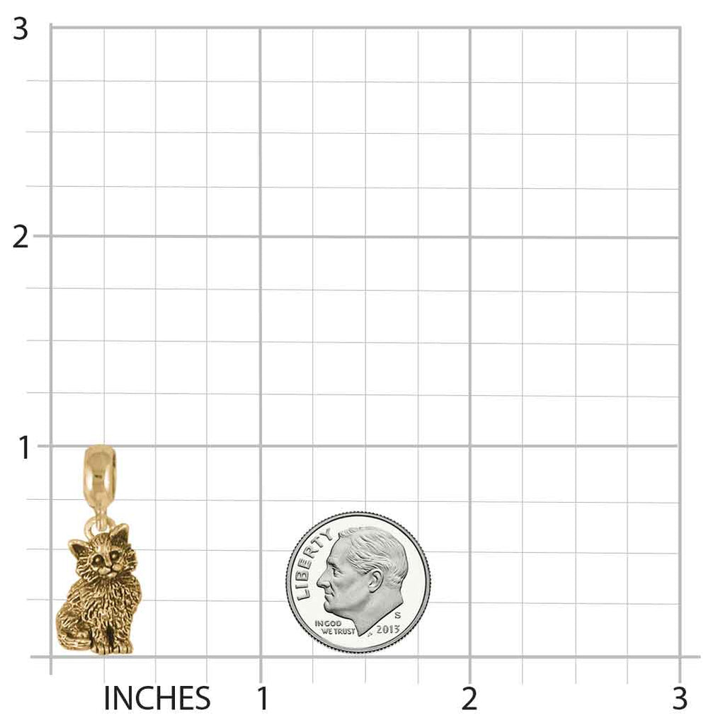 Maine Coon Charm Slide Jewelry 14k Gold Handmade Cat Charm Slide MN8-PNSG