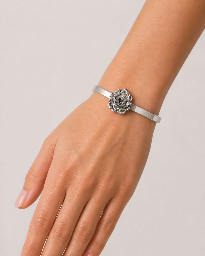 Peony Bracelet Sterling Silver Peony Jewelry Flower Bracelet Floral Bracelet Botanical Jewelry Handmade USA Flower Lover Gift PNY4-CB