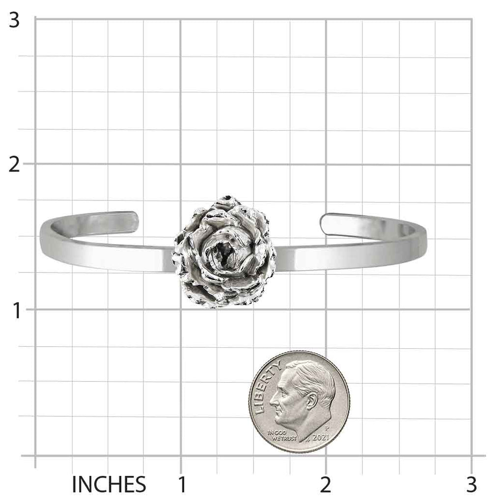 Peony Bracelet Sterling Silver Peony Jewelry Flower Bracelet Floral Bracelet Botanical Jewelry Handmade USA Flower Lover Gift PNY4-CB