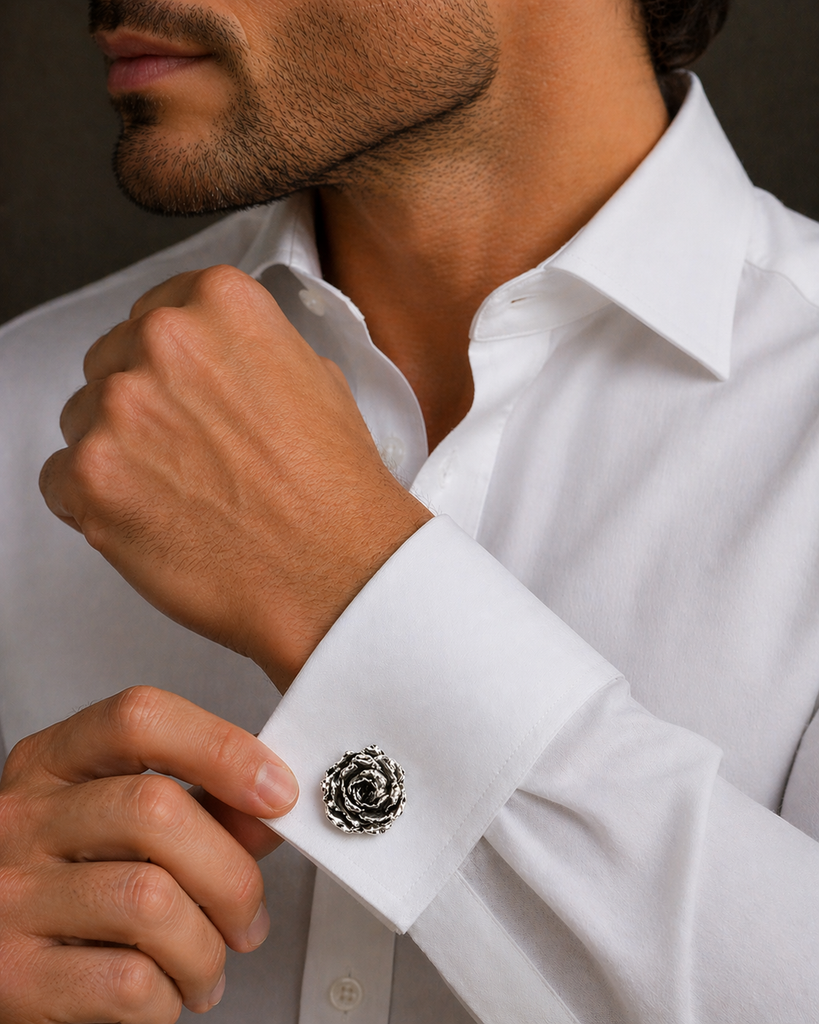 Peony Cufflinks Sterling Silver Peony Jewelry Floral Cufflinks Flower Cuff Links Botanical Jewelry Handmade USA Mens Gift Wedding Gift PNY4-CL