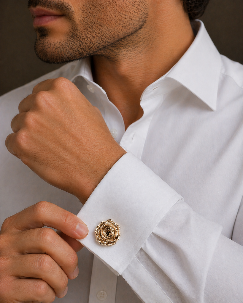 Peony Cufflinks 14k Gold Vermeil Peony Jewelry Floral Cufflinks Flower Cuff Links Botanical Groom Gift Wedding Cufflinks Handmade USA PNY4-CLVM