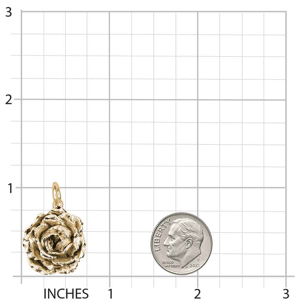 Peony Charm 14k Gold Vermeil Peony Jewelry Flower Charm Floral Bracelet Charm Botanical Jewelry Gift Handmade USA Flower Lover Gift PNY4-CVM