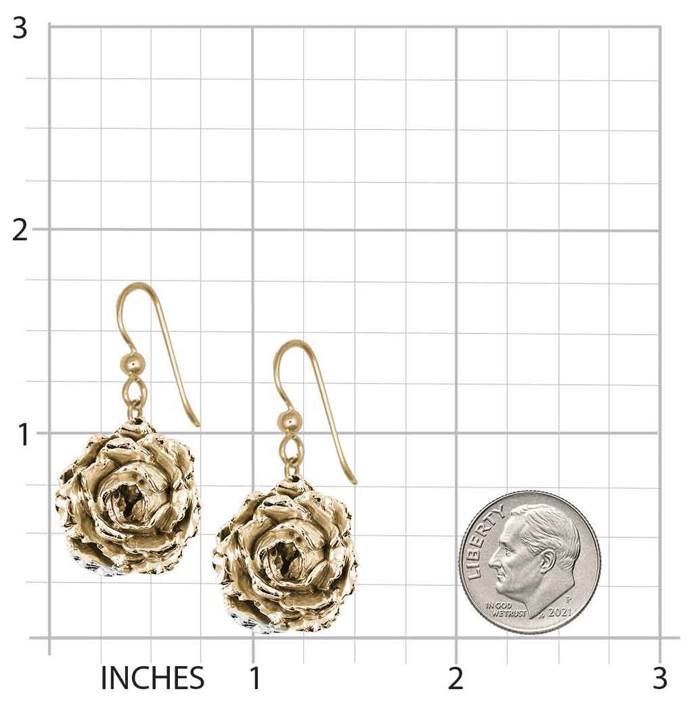 Peony Earrings 14k Gold Vermeil Peony Jewelry Flower Earrings Floral Earrings Botanical Jewelry Handmade USA Bridal Gift Flower Lover Gift PNY4-EVM