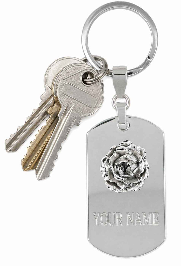 Peony Key Ring Sterling Silver Peony Jewelry Flower Keychain Floral Key Chain Botanical Keyring Handmade USA Personalized Gift Flower Lover Gift PNY4-KR