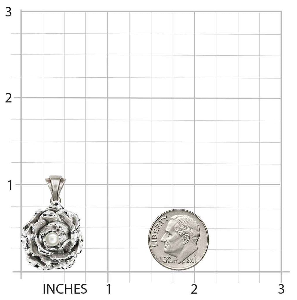Peony Pearl Pendant Sterling Silver Peony Jewelry Flower Necklace Floral Pearl Pendant Bridal Jewelry Wedding Necklace Handmade USA Gift PNY4-PPL