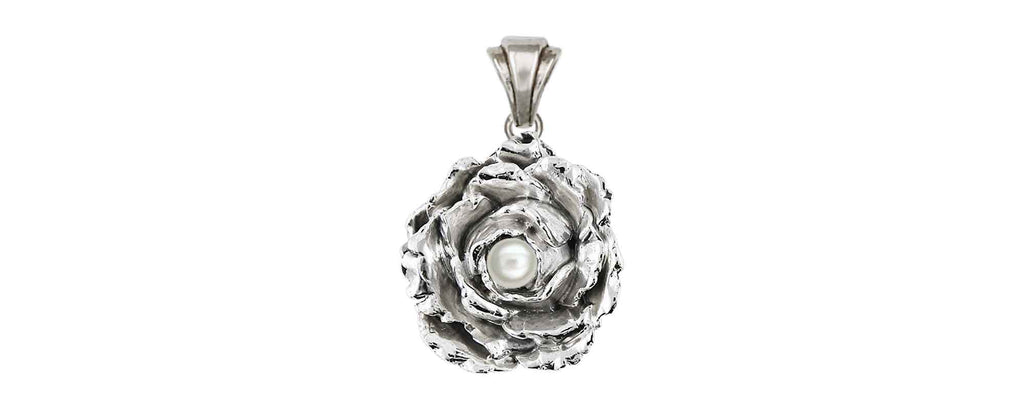 Peony Charms Peony Pendant Sterling Silver And Pearl Accent Peony Jewelry Peony jewelry