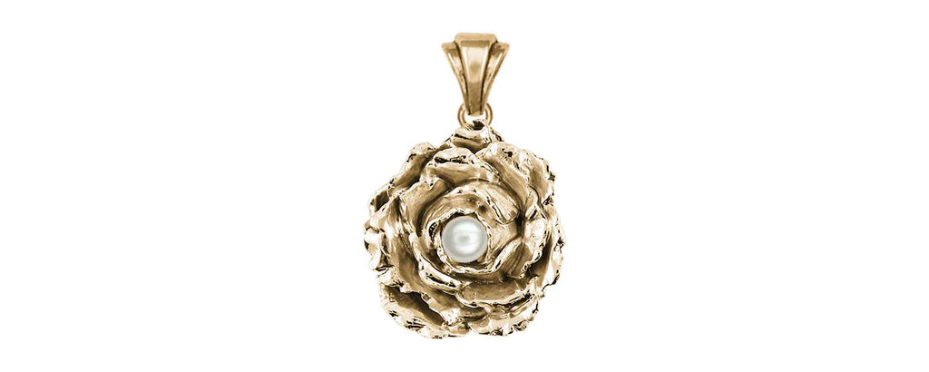Peony With Pearl Accent Charms Peony With Pearl Accent Pendant 14k Gold Vermeil Peony Jewelry Peony With Pearl Accent jewelry