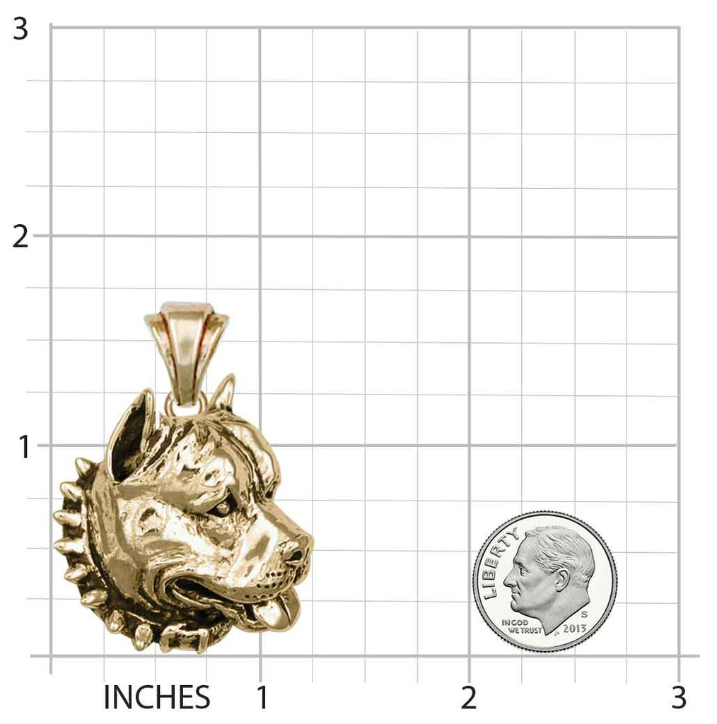 Pit Bull Jewelry 14k Gold Vermeil Handmade Pit Bull Pendant  PT9-PVM