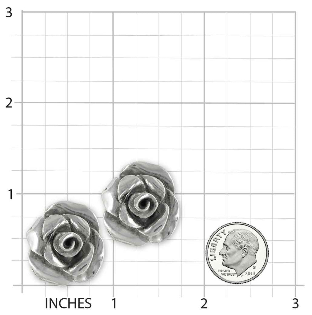Rose Cufflinks Jewelry Sterling Silver Handmade Flower Cufflinks RS1-CL