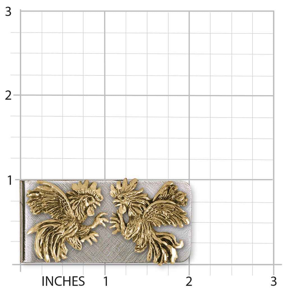 Rooster Money Clip Yellow Bronze And Stainless Steel Handmade Rooster Jewelry  RST3X-BZMC