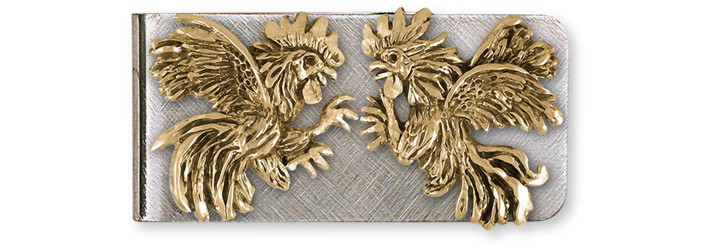 Rooster Charms Rooster Money Clip Yellow Bronze And Stainless Steel Rooster Jewelry Rooster jewelry