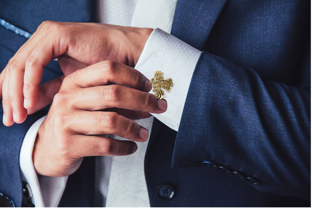 Rooster Cufflinks 14k Gold Vermeil Handmade Rooster Jewelry  RST3X-CLVM