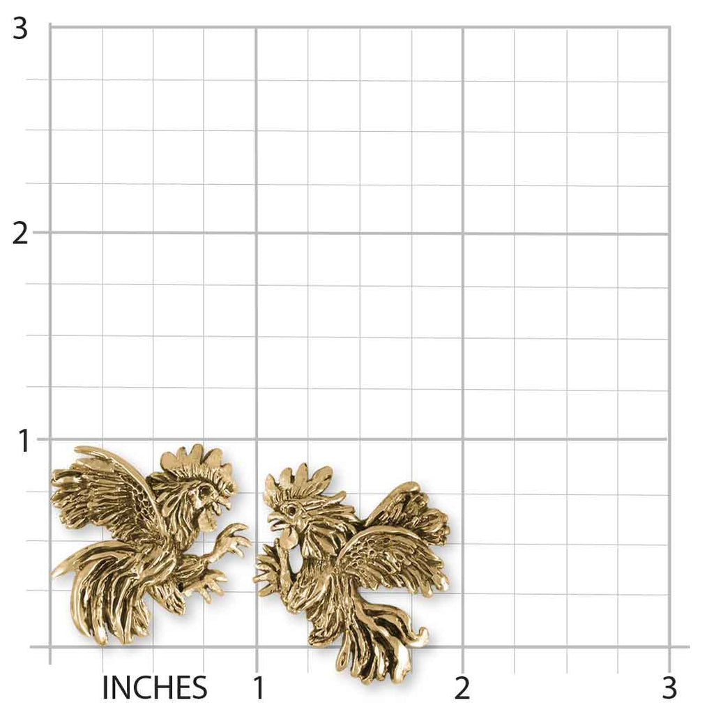 Rooster Cufflinks 14k Gold Vermeil Handmade Rooster Jewelry  RST3X-CLVM