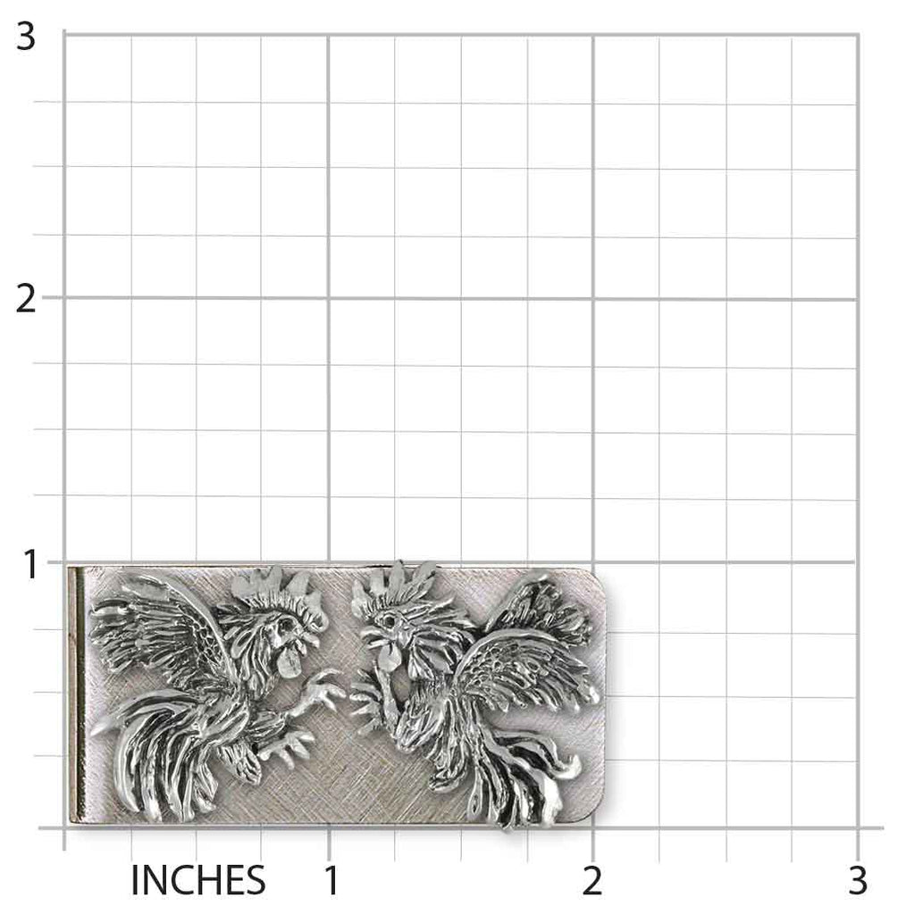 Rooster Money Clip Silver And 14k Gold On Stainless Steel Handmade Rooster Jewelry  RST3X-MC