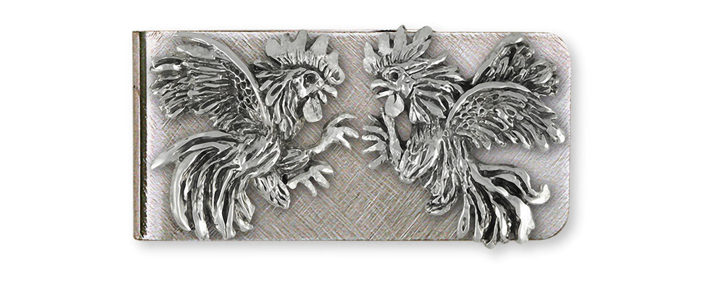 Rooster Charms Rooster Money Clip Silver And 14k Gold On Stainless Steel Rooster Jewelry Rooster jewelry