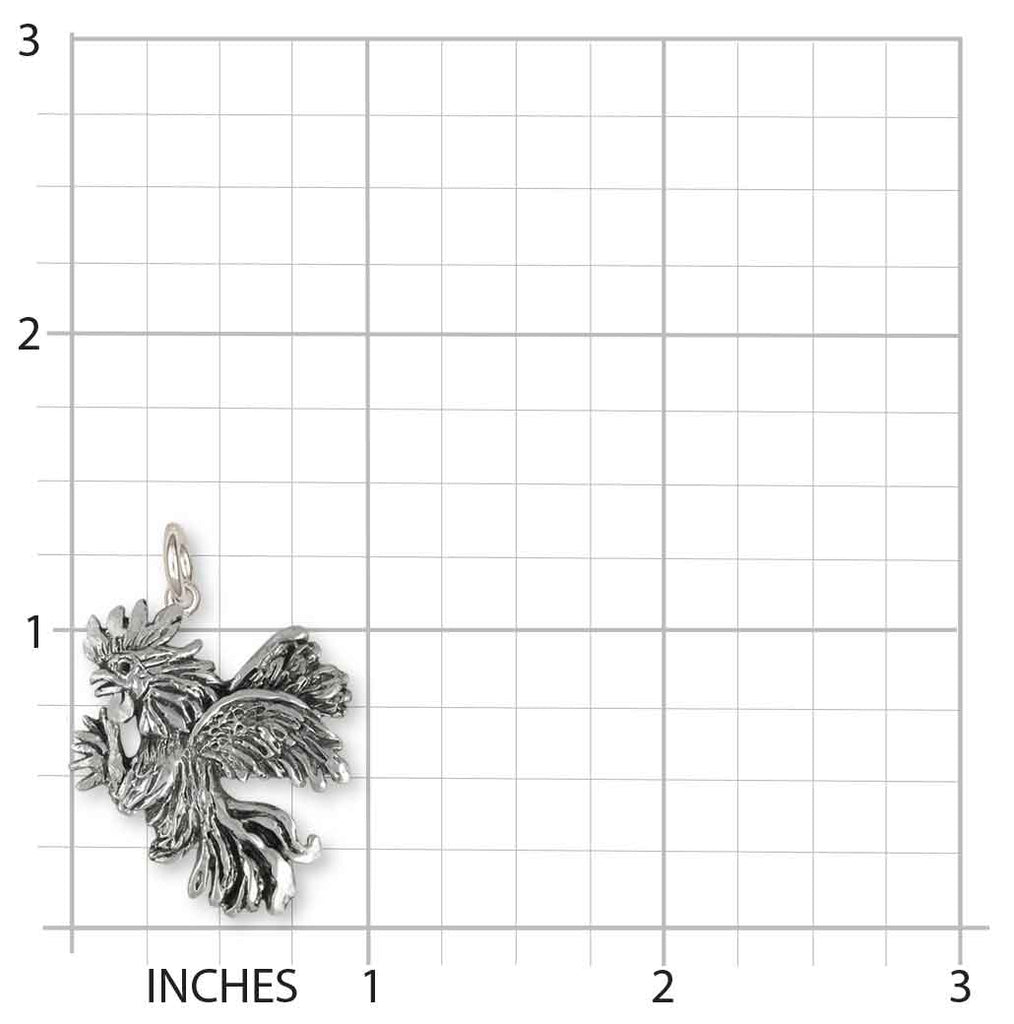 Rooster Charm Sterling Silver Handmade Rooster Jewelry  RST3XL-C