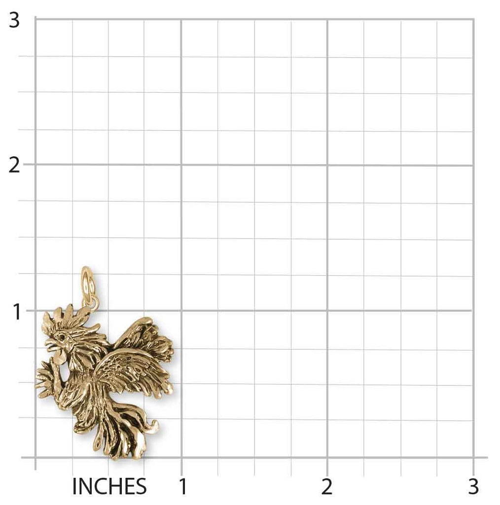 Rooster Charm 14k Gold Vermeil Handmade Rooster Jewelry  RST3XL-CVM