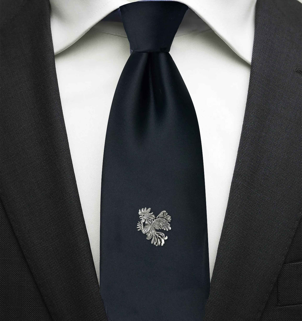 Rooster Tie Tack Sterling Silver Handmade Rooster Jewelry  RST3XL-TT