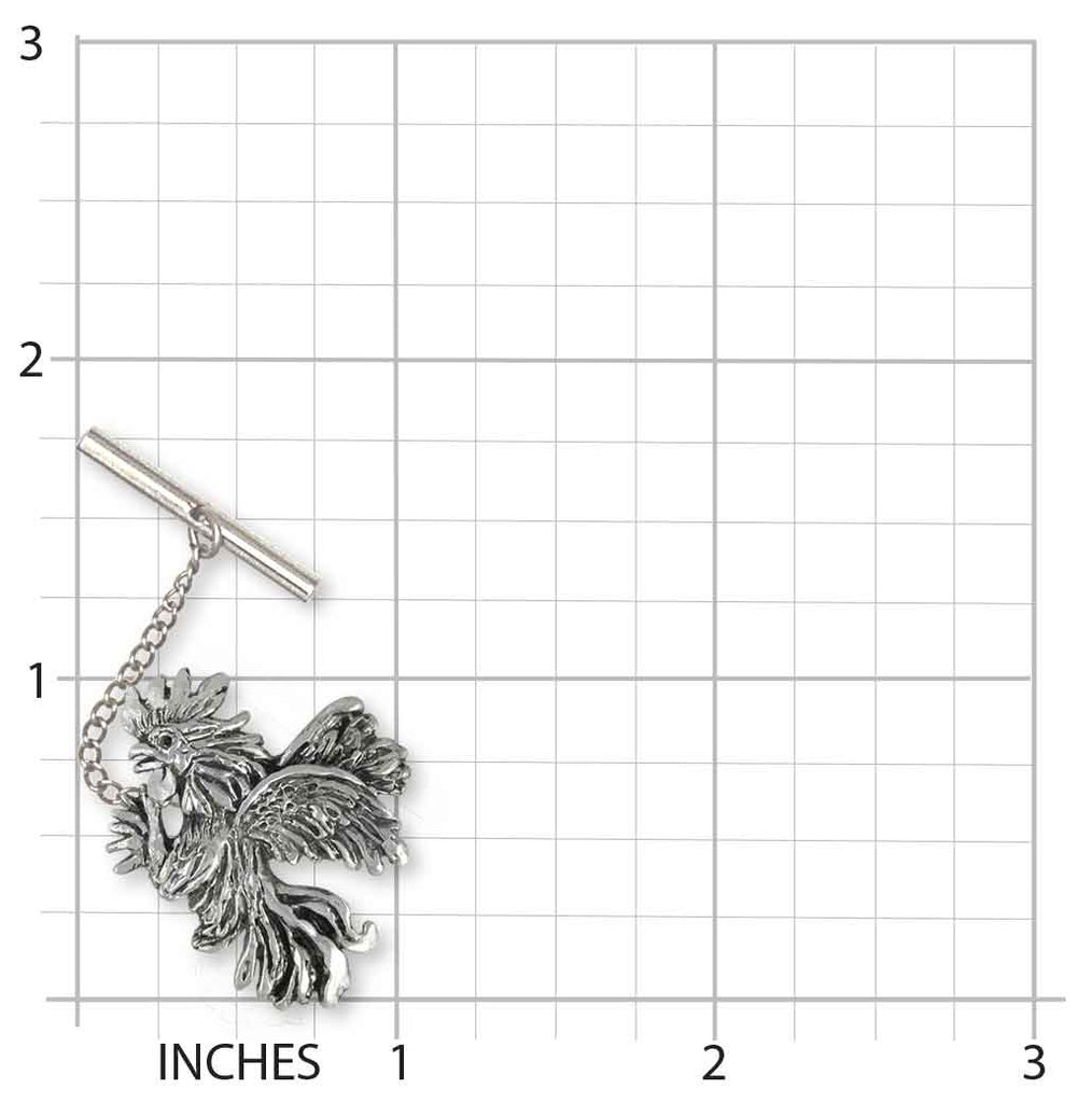 Rooster Tie Tack Sterling Silver Handmade Rooster Jewelry  RST3XL-TT