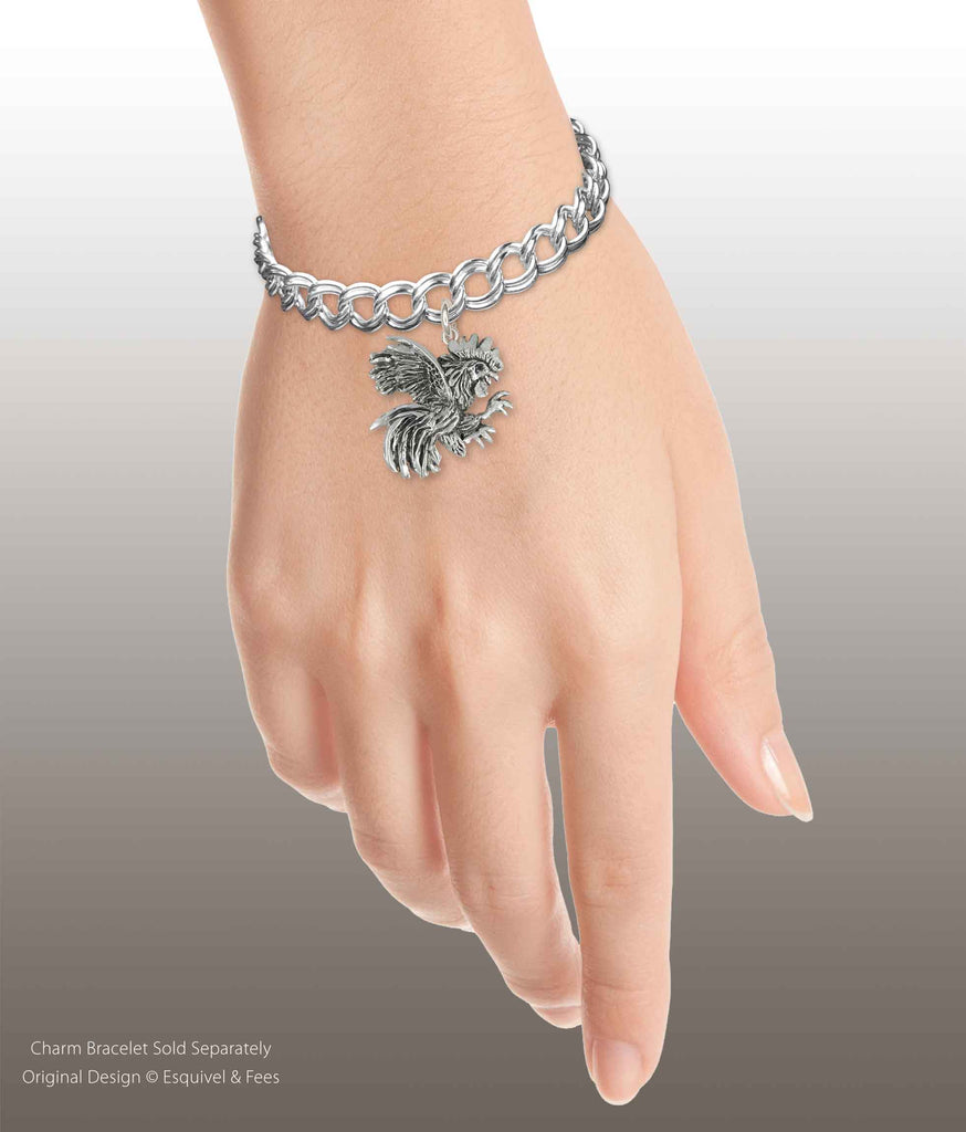 Rooster Charm Sterling Silver Handmade Rooster Jewelry  RST3XR-C