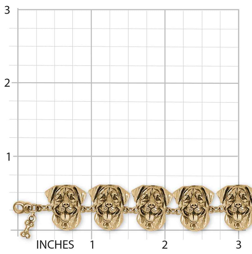 Rottweiler Bracelet 14k Yellow Gold Handmade Rottweiler Jewelry  RTW4-BRG