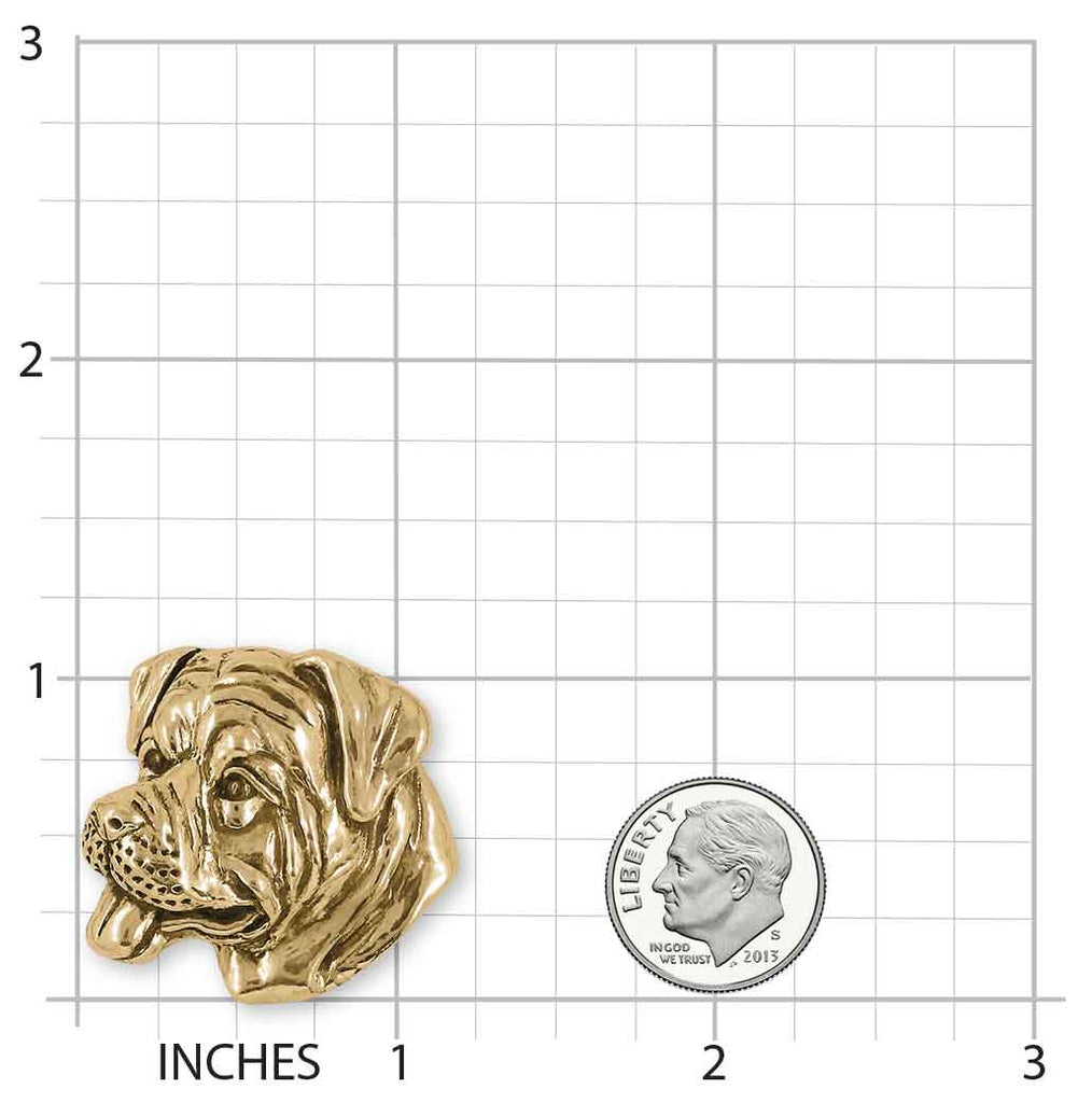 Rottweiler Brooch Pin 14k Gold Vermeil Handmade Rottweiler Jewelry  RW5-BRVM