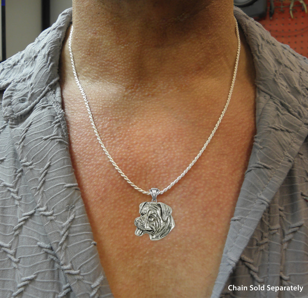 Rottweiler Pendant Sterling Silver Handmade Rottweiler Jewelry  RW5-P