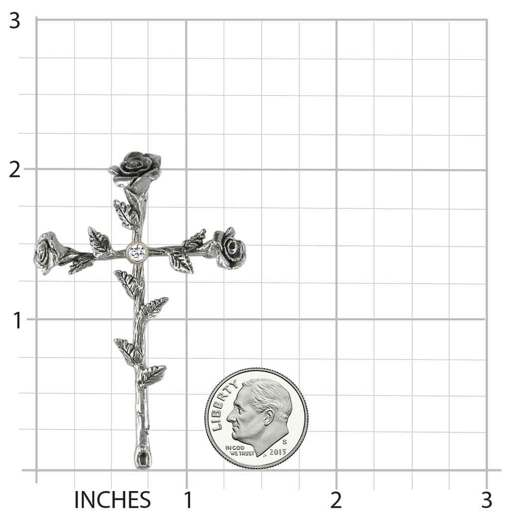 Birthstone Rose Cross Pendant Jewelry Sterling Silver Handmade Flower Pendant RS10-SPk