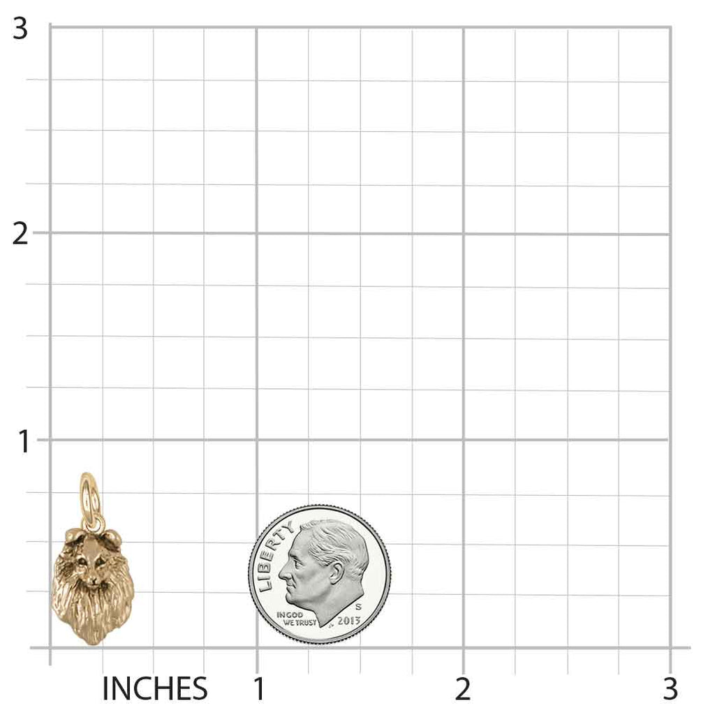 Sheltie Charm Jewelry 14k Gold Handmade Sheltie Charm SL5-CG