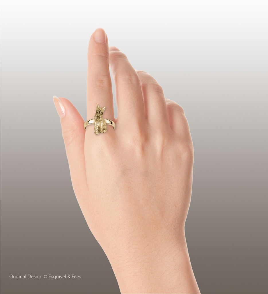 Schnauzer Jewelry 14k Yellow Gold Handmade Schnauzer Ring  SN231X-RG