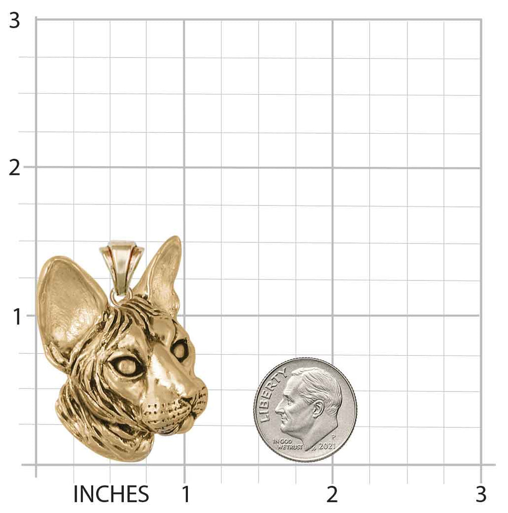 Sphynx Cat Pendant Jewelry Gold Vermeil Handmade Cat Pendant SX1-PVM