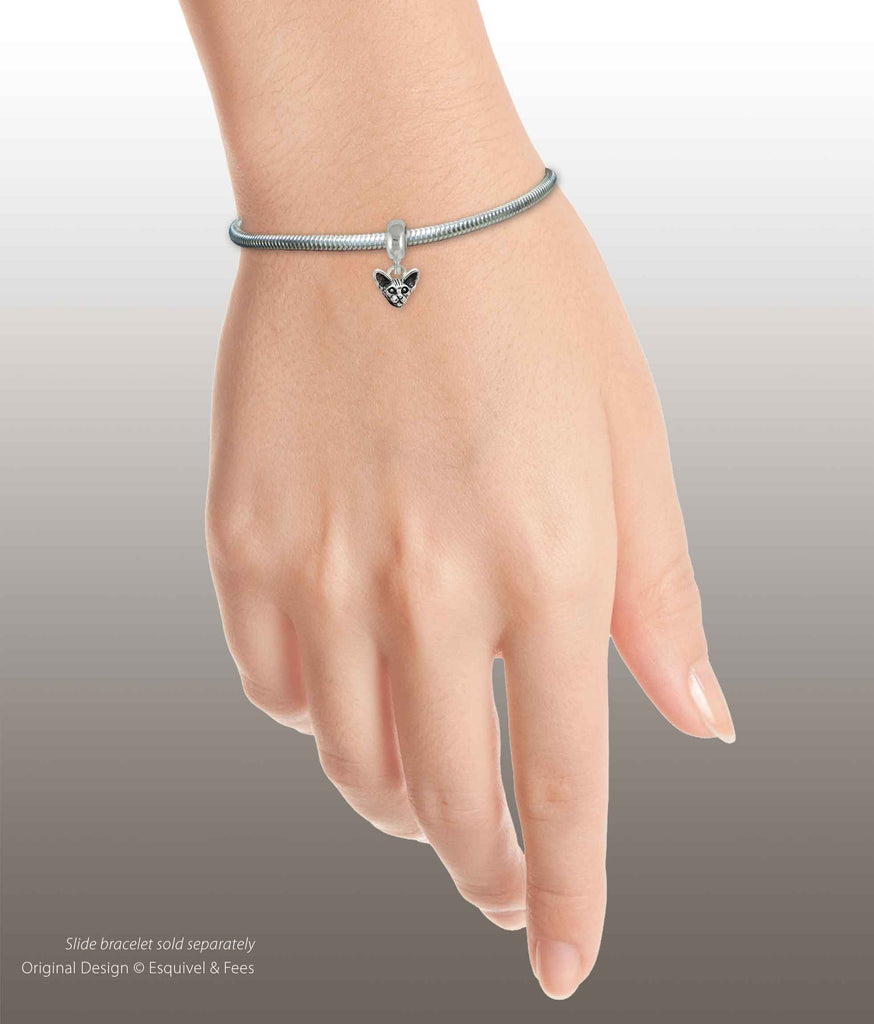 Sphynx Cat Charm Slide Sterling Silver Handmade Cat Jewelry This Charm Will Fit A Pandora® Slide Bracelet SX4H-PNS