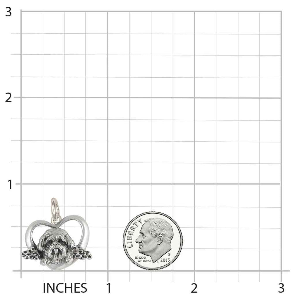 Shih Tzu Angel Charm Handmade Silver Shih Tzu Jewelry SZ26-AC
