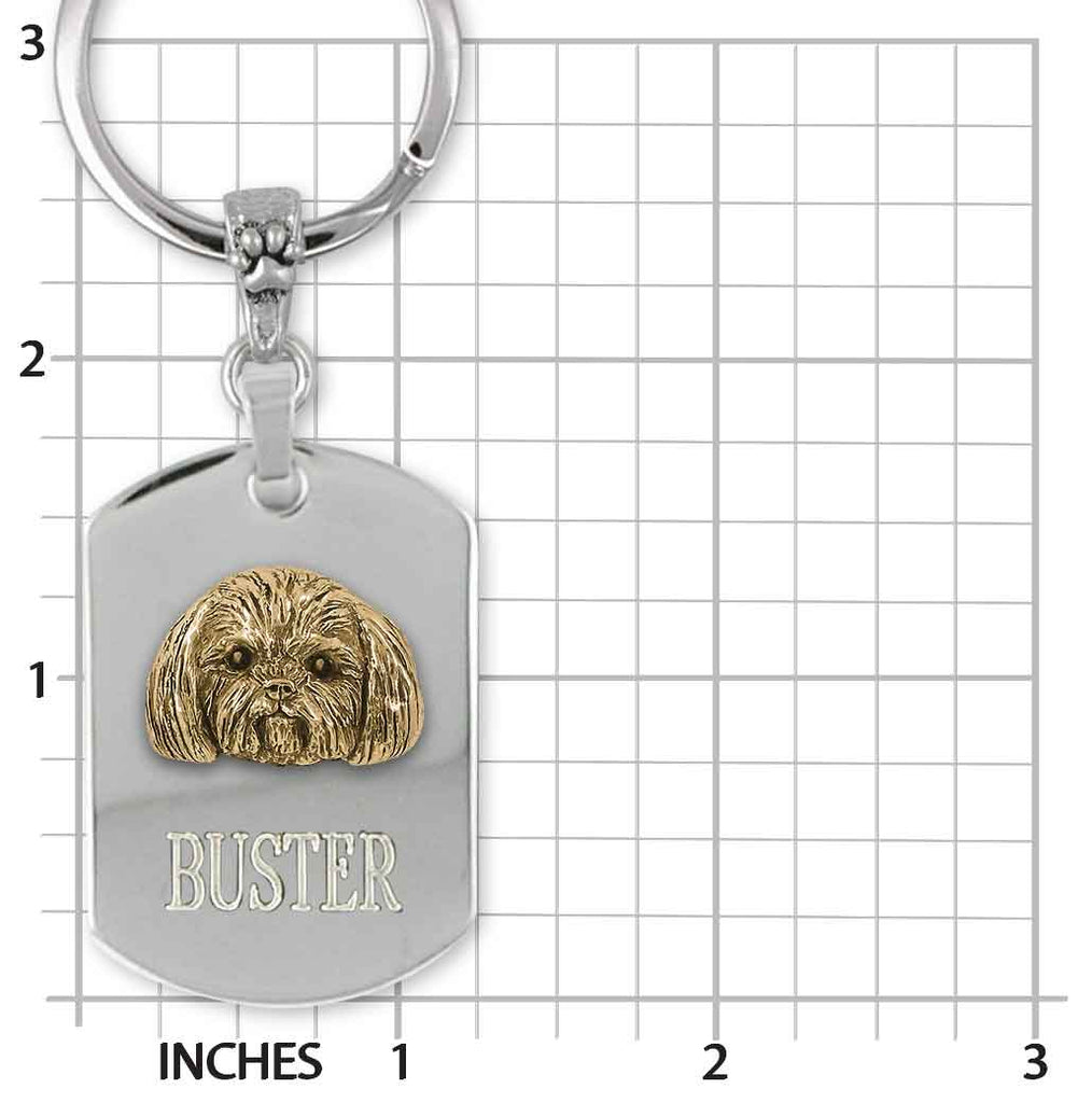 Shih Tzu Key Ring Bronze And Stainless Handmade Shih Tzu Engraveable Keyring Jewelry  SZH5-BZKR