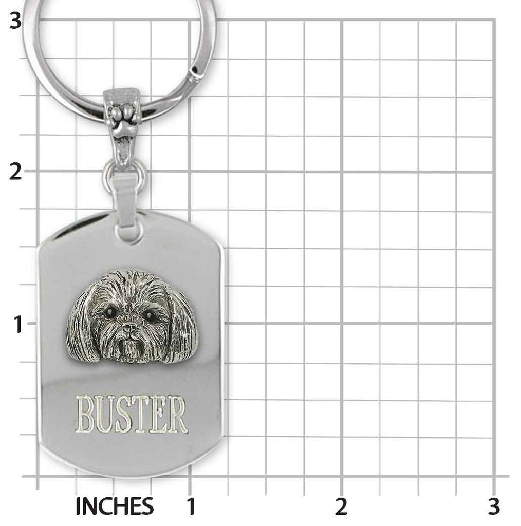 Shih Tzu Key Ring Sterling Silver And Stainless Steel Handmade Shih Tzu Jewelry  SZH5-KR