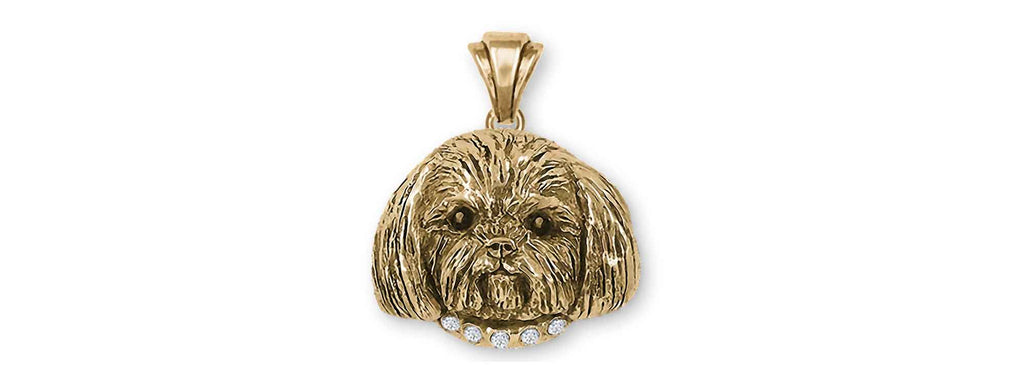 Shih Tzu Charms Shih Tzu Pendant 14k Yellow Gold And Diamond Shih Tzu Jewelry Shih Tzu jewelry