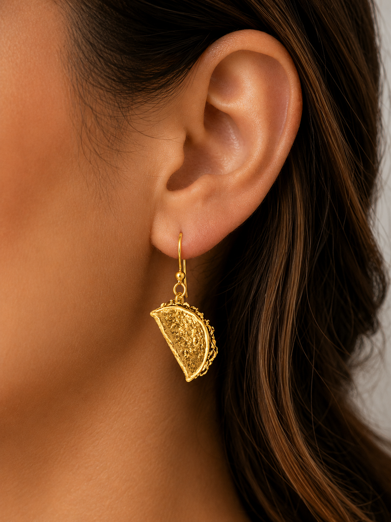 Taco Earrings 14k Gold Vermeil Food Jewelry, Handmade Taco Jewelry, Mexican Food Earrings, Foodie Gift TAC1-EVM
