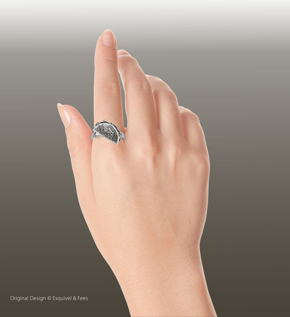 Taco Ring, Sterling Silver Taco Food Ring, Handmade Dimensional Taco Jewelry, Foodie Statement Ring TAC1-R