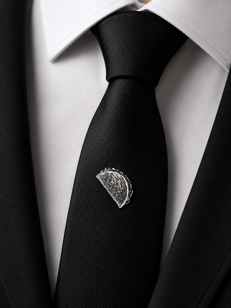 Taco Tie Tack, Sterling Silver Taco Lapel Pin, Handmade Dimensional Food Jewelry, Taco Pin for Tie or Jacket TAC1-TT